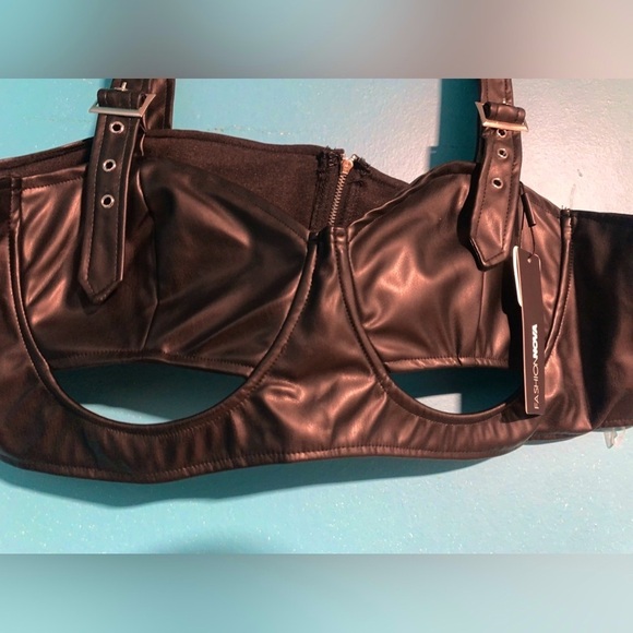 TOP ONLY- BRAND NEW FAUX LEATHER CUT OUT CROP TOP - Picture 12 of 12